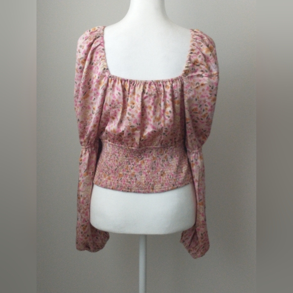 Arula pink floral puff sleeve cottage core top XL - Picture 5 of 8